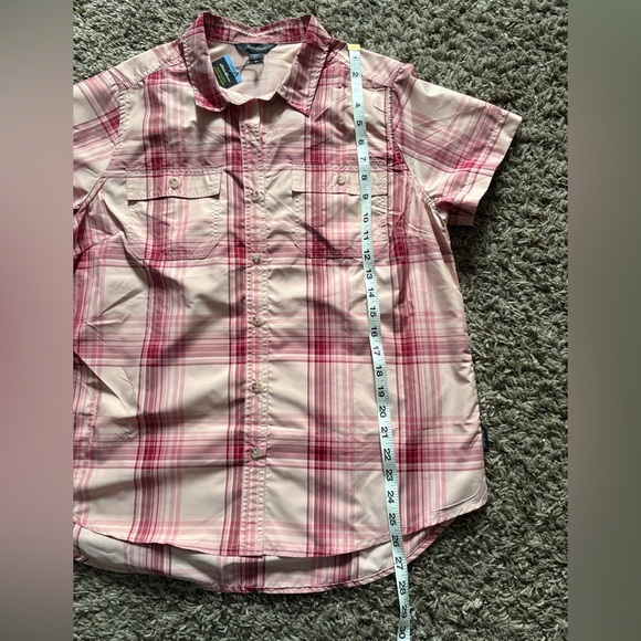 Eddie Bauer Women's Pink and White Plaid Button-Down Shirt - Picture 3 of 8